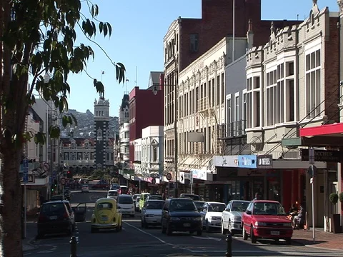 Main street in Dunedin Stock Footage 93340974