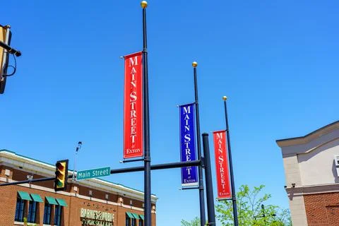 Main Street at Exton Flags Stock Photos