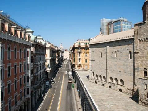 The main street of Genoa Stock Photos