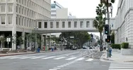 Main Street In Los Angeles At City Hall Is Deserted During Covid-19 Stock Footage