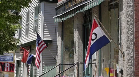 Main Street "Open" Flag Open for Business Video stock 51054651