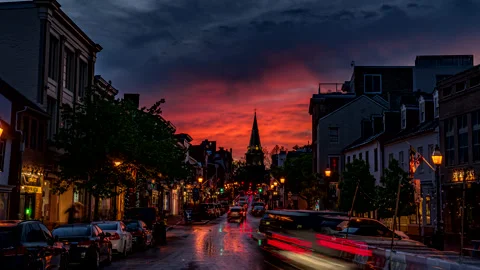 Main Street Sunset Stock Footage 153877798