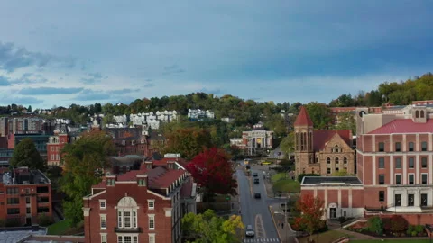 Main street through campus of West Virginia University Stock Footage 235548136