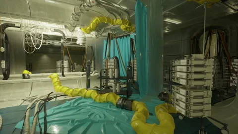 Main system setup. Central network backbone with equipment installations Stock Footage 331396809