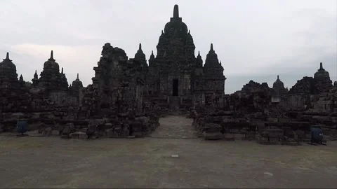 Main Temple, Buddhist Stupas, Panoramic View of Sewu Temple, Java, Indonesia Video stock 310510090