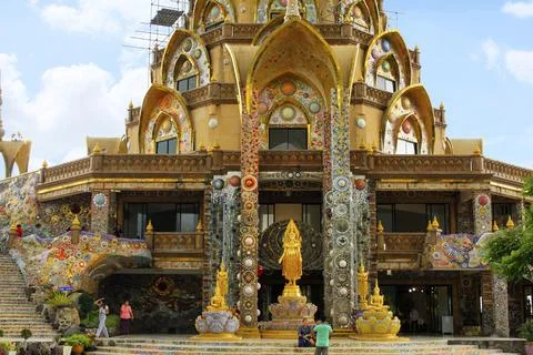 The main temple building of Pha Sorn Kaew is lotus flower inspired shape se.. Stock Photos