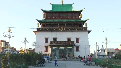 The main temple of the Gandan Buddhist monastery, Ulaanbaatar, Mongolia. Stock Footage 305145901