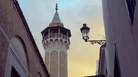 Main Tower Of Hammouda Pacha Mosque (Tunis) Stock Footage 114254939