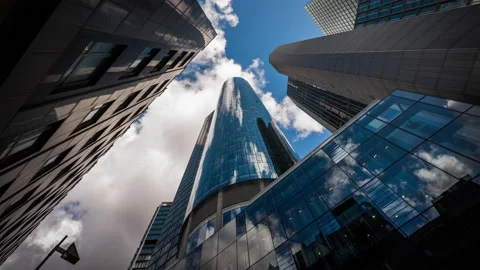 Main tower ultra-wide Skyscraper Timelapse in Frankfurt | 6K Video stock 167242137