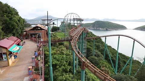 Main Train roller coaster in the Ocean Park Hong Kong Stock Footage 50542422
