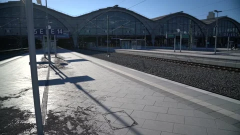 Main train Station of Leipzig, Germany (Hauptbahnof) with a destination sign Stock-Footage 205002617