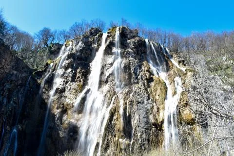 Main waterfall at Plitvice Lakes in Croatia Stock Photos