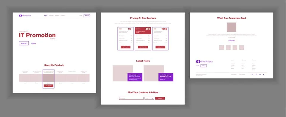 Main Web Page Design Vector. Website Business Concept. Landing Template. Working イラスト素材