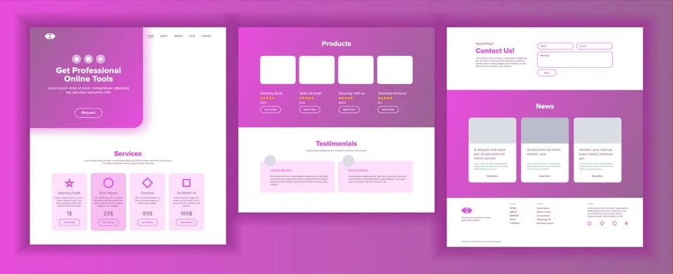 Main Web Page Design Vector. Website Business Graphic. Landing Template. Future Stock Illustration