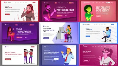 Main Web Page Design Vector. Website Business Screen. Landing Template Stock Illustration
