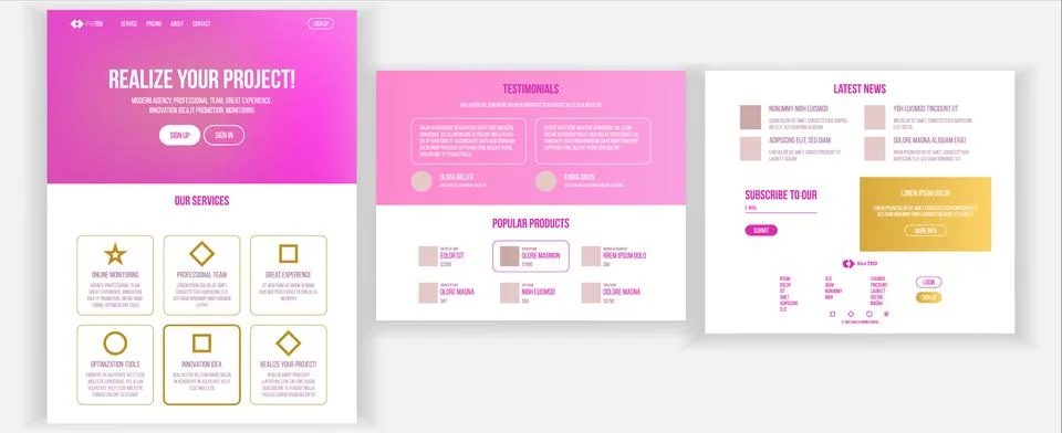 Main Web Page Design . Website Business Reality. Landing Template. Creative Stock-Illustration