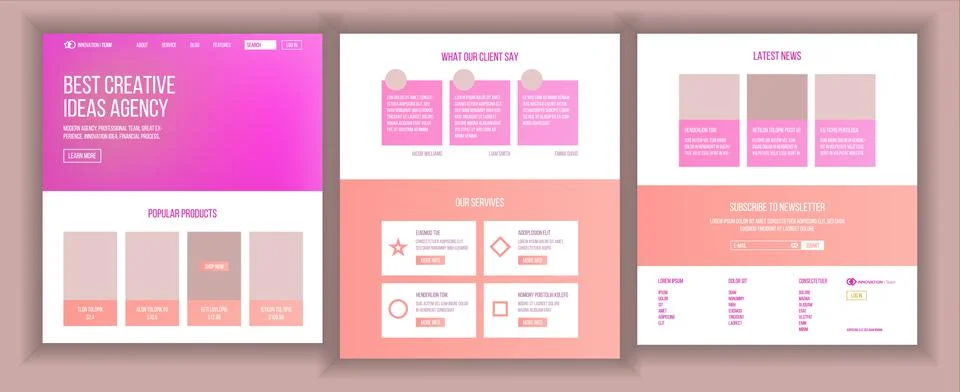 Main Web Page Design . Website Business Style. Landing Template. Abstract Illustrazione stock