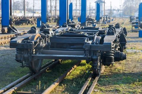 Main workshop of train for maintenance repairs in railway depot a wheels trai Stock Photos