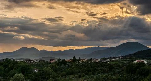 The Mainarde mountain range extends along the border between Molise and Lazio Stock Photos