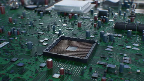 Mainboard Creation Process with Drawing Tracks and Falling Elements on Board Stock-Footage 113350292