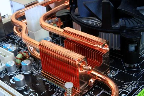 Mainboard detail - cooling elements Stock Photos