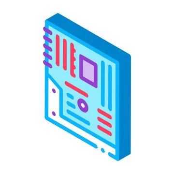 Mainboard motheboard computer part isometric icon vector illustration Stock Illustration