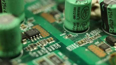 Mainboard View Electronic Scheme New Technology Board Pattern Power Tech Server Stock Footage 8765550