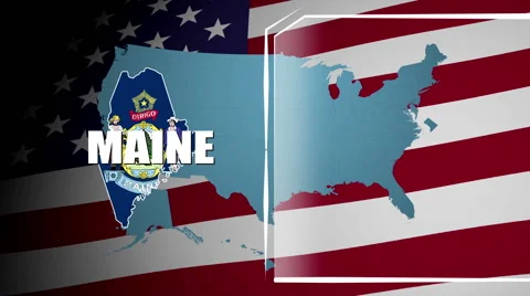 Maine Countered Flag and Information Panel Stock Footage 66774043