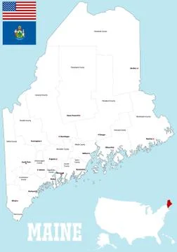 Maine county map Illustrazione stock