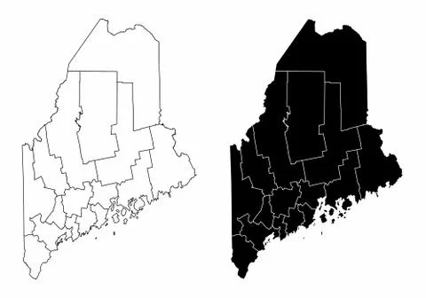 Maine county maps Stock Illustration