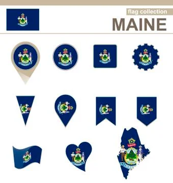 Maine Flag Collection Stock Illustration