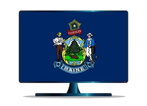 Maine Flag TV Stock Illustration