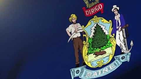 Maine flag waving in the wind. Looping sun rises style.  Animation loop Stock Footage 48165401