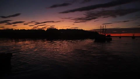 Maine Harbor Sunset Stock Footage 8692229