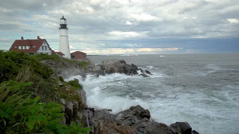 Maine Head Light Lighthouse Stock Footage 162068839