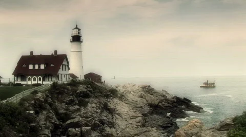 Maine Lighthouse Stock Footage 646409