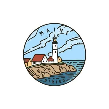 Maine Lighthouse. Ocean Stock Illustration