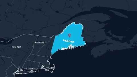 Maine Map Animation Locator Zoom 4K Motion Graphic Stock Footage 342397098