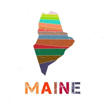 Maine map design. Shape of the us state with beautiful geometric waves and .. Stock Illustration