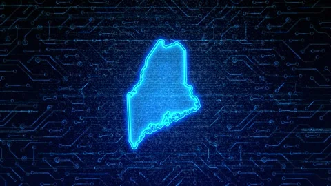 Maine Map Digital Technology Opener Stock Footage 335475740