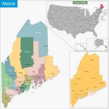 Maine map Stock Illustration