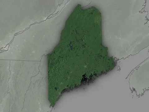 Maine on a map with state borders Stock Illustration
