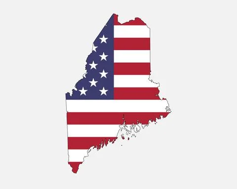 Maine Map USA Flag Stock Illustration