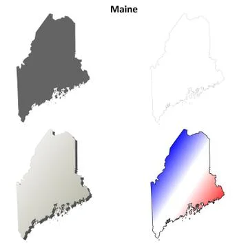Maine outline map set Иллюстрация