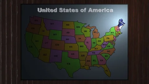 Maine pull out from USA states abbreviations map Stock Footage 80806399