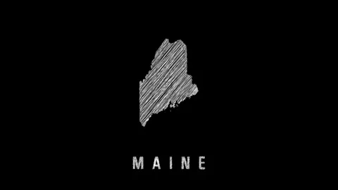 Maine scribbled sketch map outline on black background Video stock 312112332