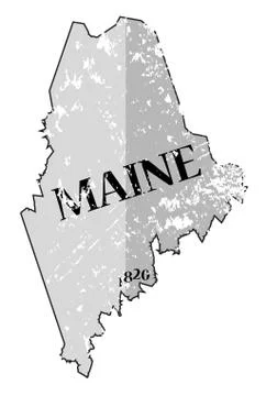 Maine State and Date Map Grunged Stock Illustration