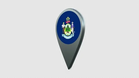 Maine State Flag Location Map Marker Pin With Alpha Channel Looped Stock Footage 239456719