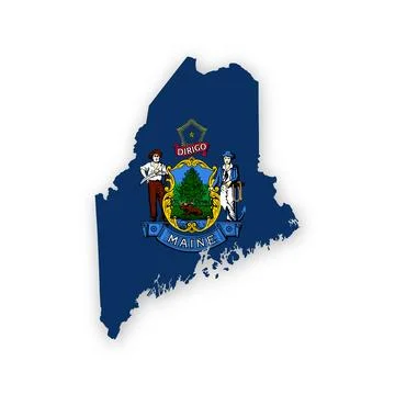 Maine State Flag Map Stock Illustration