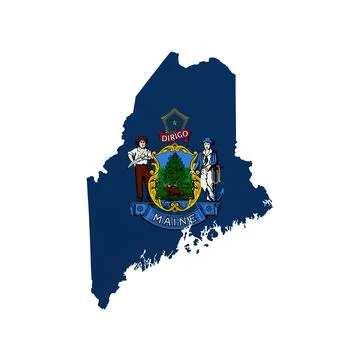 Maine State Flag Map Stock Illustration